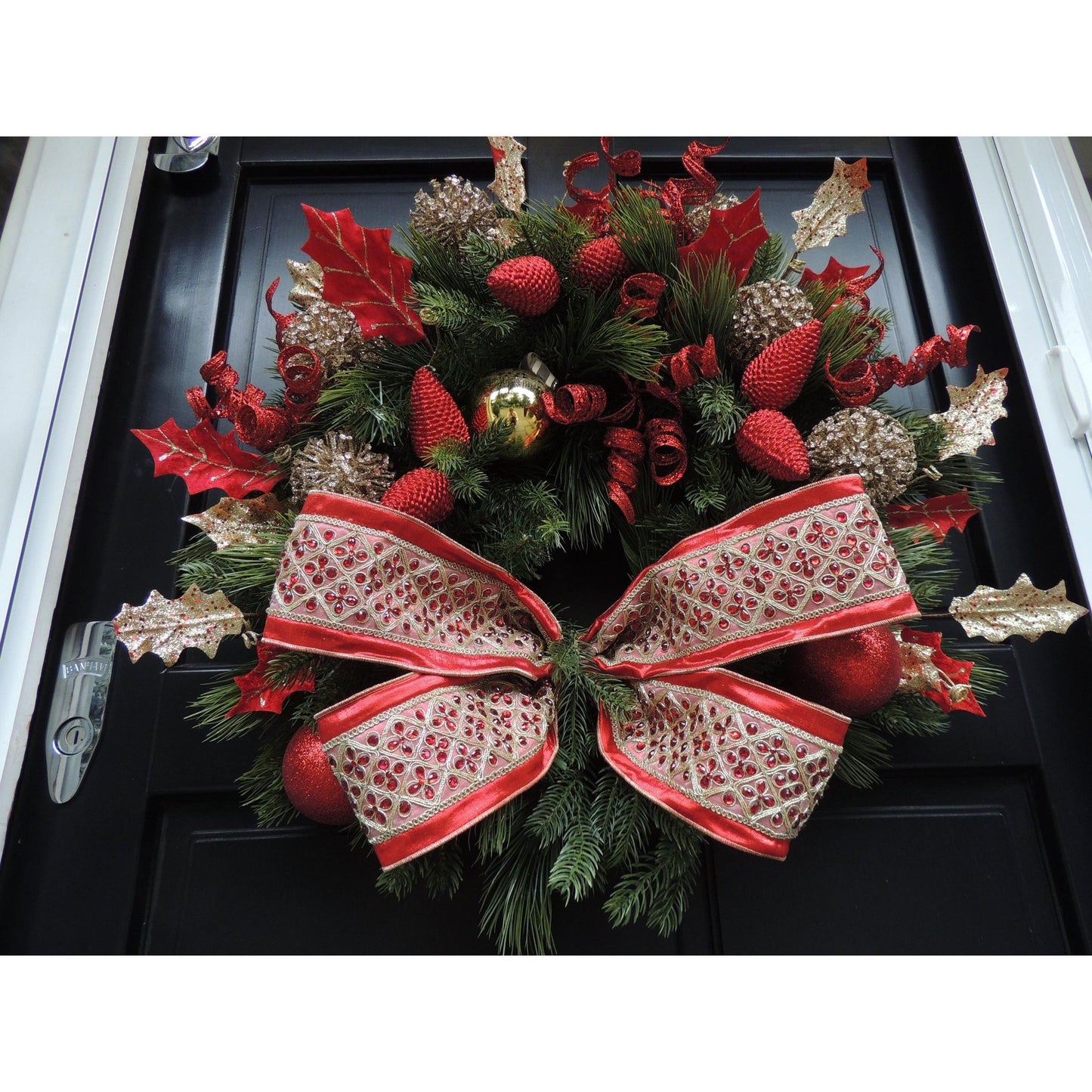Luxury Christmas Fireplace Door Mantle Wreath Red Green Home Decoration Xmas Winter Advent Designer Decor Wall Hanger Traditional Ornaments