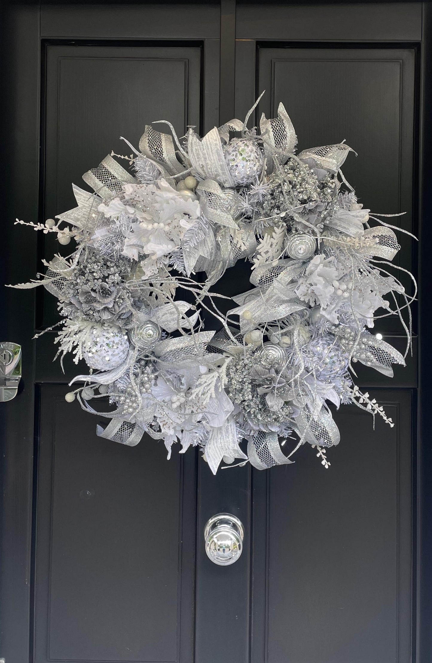 Luxury White & Silver Christmas Wreath | Winter Wonderland Front Door Wreath | 50cm (20")