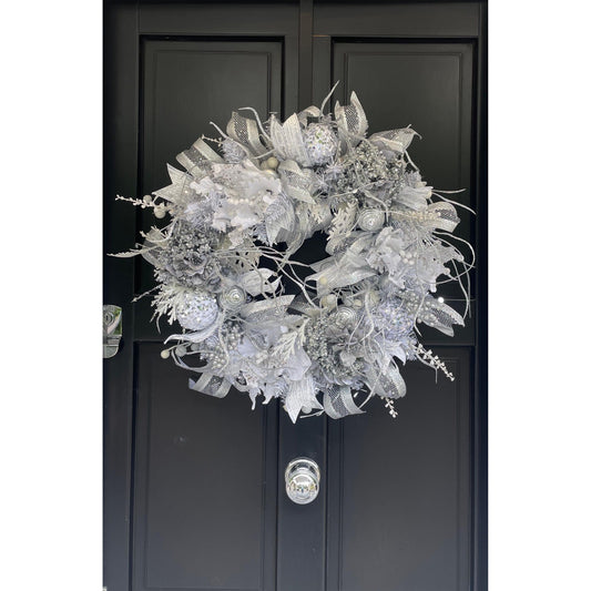 Luxury White & Silver Christmas Wreath | Winter Wonderland Front Door Wreath | 50cm (20")