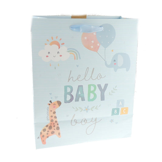 Christening Baptism New Baby Birth Newborn Party Shower Pink Blue Elephant Giraffe With Balloons Baby Girl Boy Hooray Gift Wrap Occasion Present Paper Bag