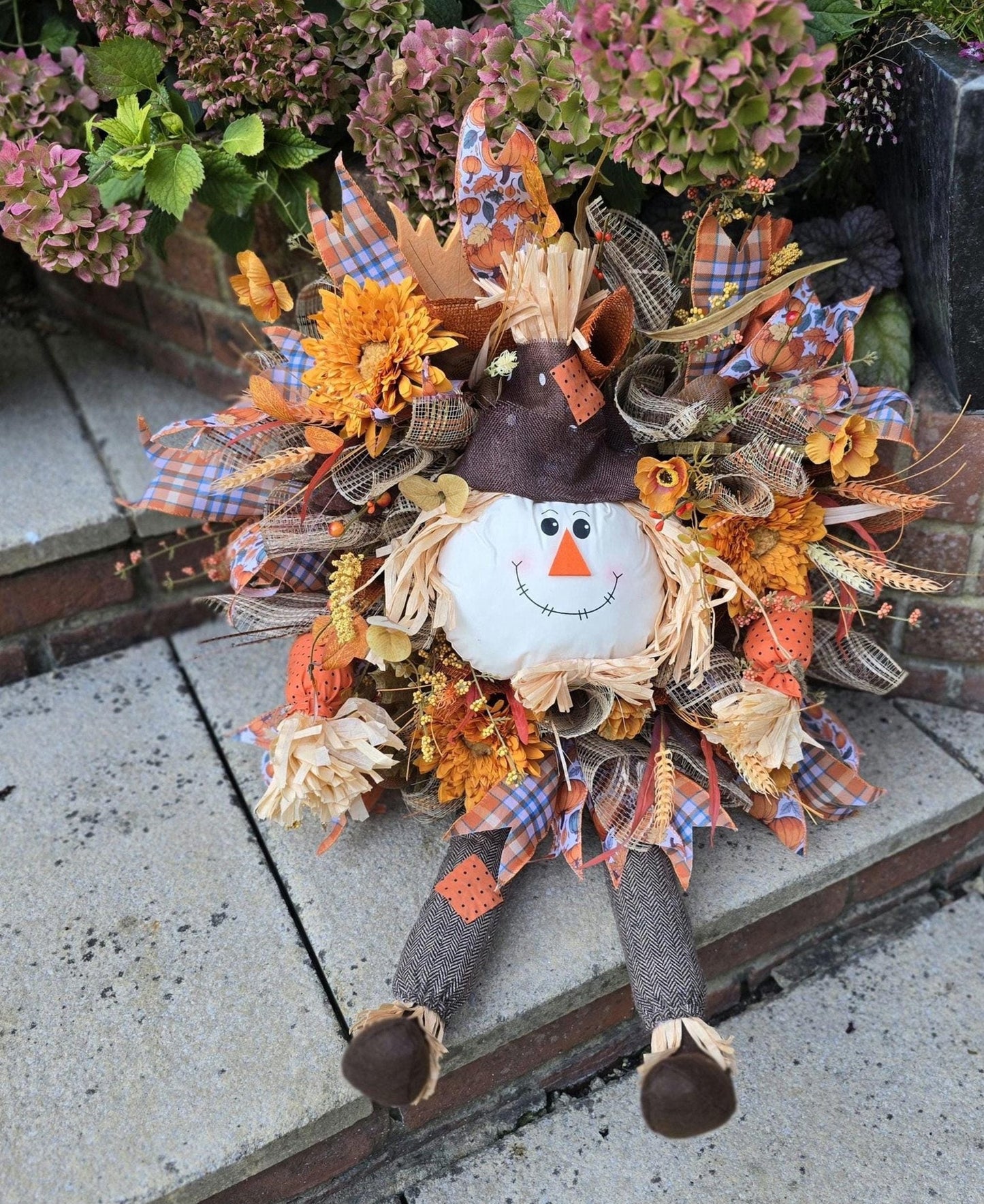 Luxury Scarecrow Autumn Wreath | Harvest Front Door Wreath | Thanksgiving Fall Decor | 50cm (20")