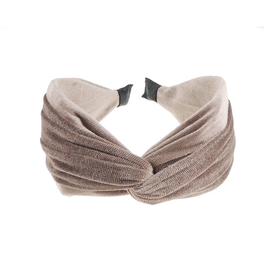 Womens Luxury Velvet Twist Knotted Turban Vintage Boho Wide Winter Evening Wedding Party Bridal Christmas Birthday Bridesmaid Headband Alice Band Hair Accessories Hairband, Gift Idea (Nude)