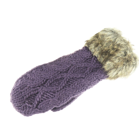Womens Girls Faux Fur Trim Cable Knitted Knit Thermal Fleece Lined Warm Winter Outdoor Hiking Cold Weather Skiing Snowboarding Christmas Birthday Gift Idea Hand Warmers Gloves Mitts Mittens
