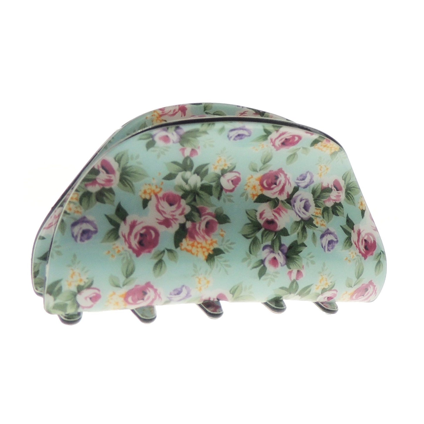 Ladies Floral English Garden Print 8cm Hair Claw Clamp Clip Oval
