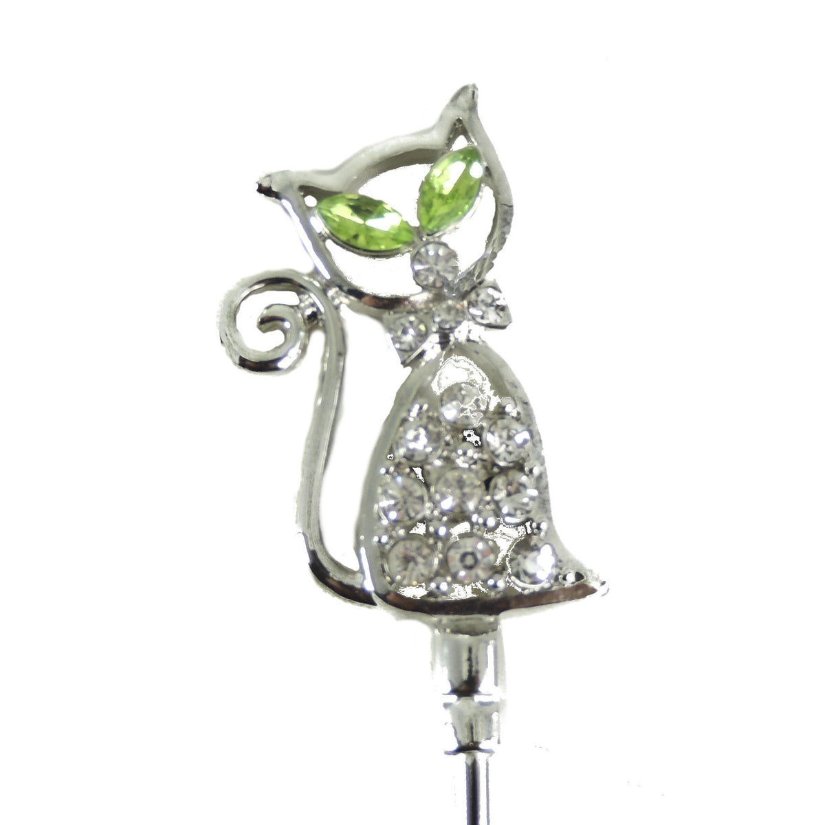 Glamour Girlz Womens Sparkly Crystal Diamante Rhinestone Purse Shoulder Crossbody Tote Bag Handbag Portable Instant Hanging Hanger Hook for Desks Tables Birthday Christmas Gift Kitten Cat Green Eyes