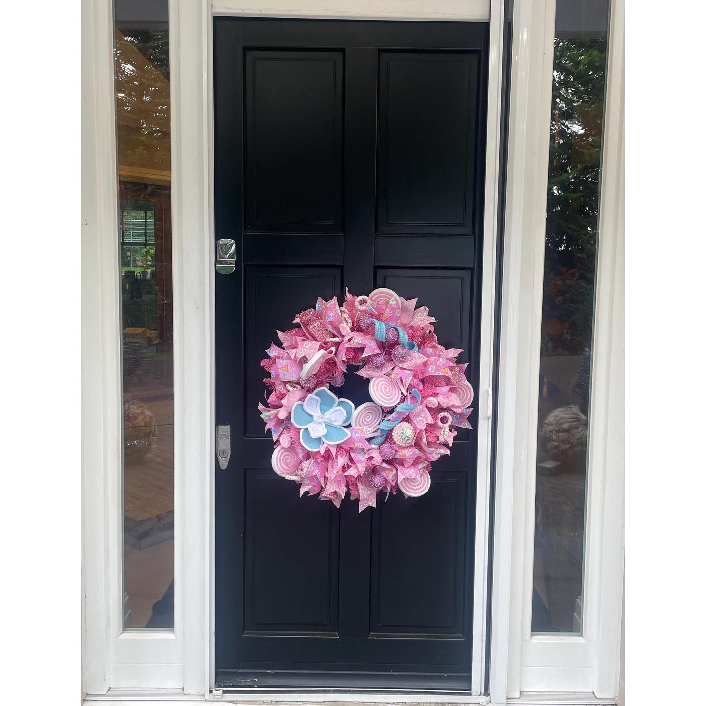 Luxury Candy Shop Pink Pastel Sweets Christmas Wreath Front Door Luxury Home Decorations Xmas Winter Mantle Decor Holiday Wreath Advent Swag