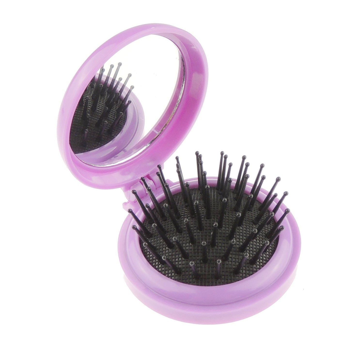 Womens Mens Girls Handbag Purse Pocket Car Travel Round Mini Compact Folding Collapsable Small Wet Dry Long Short Curly Detangling Hair Brush Comb Hairbursh Makeup Mirror