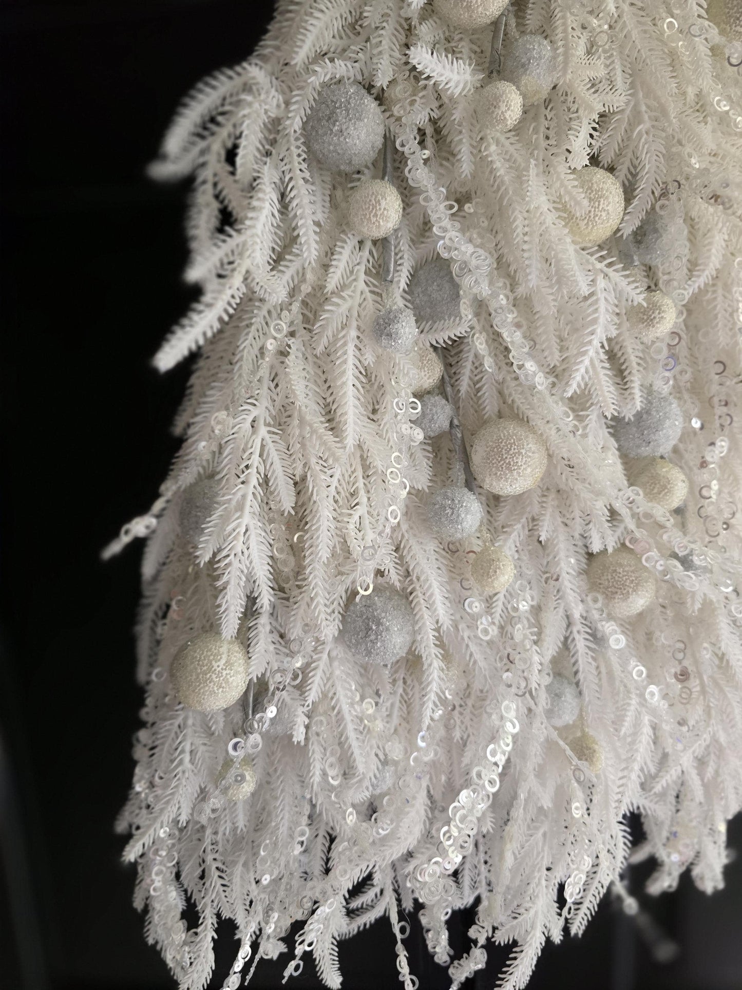 Luxury White Christmas Tree Door Swag | Winter Wonderland Door Decor | 50cm (20")