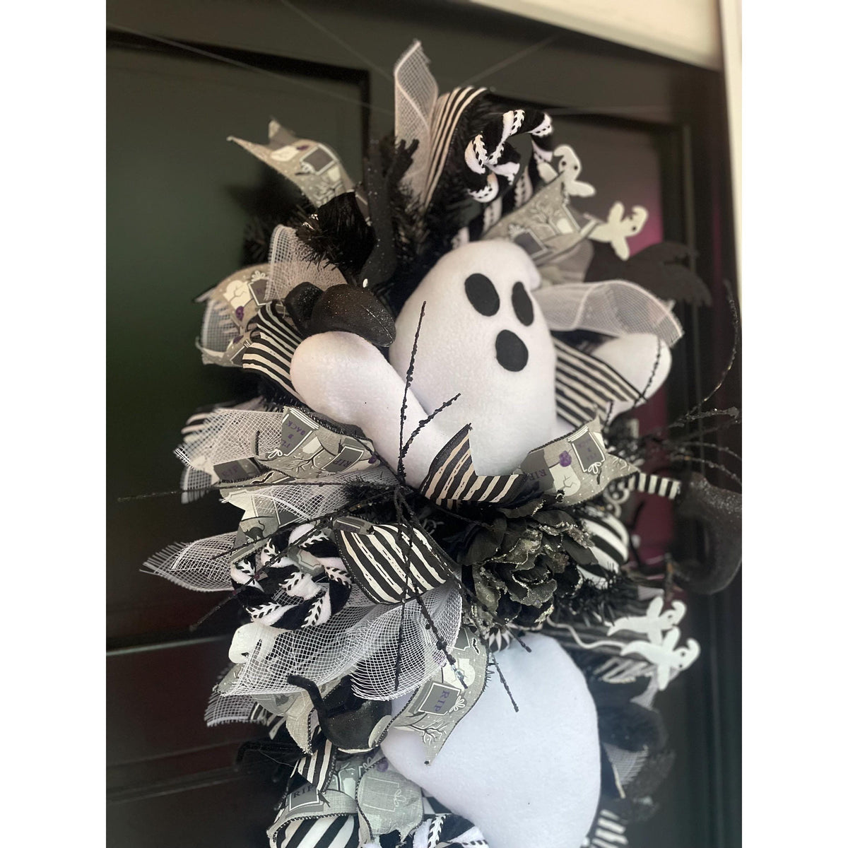 XL Ghost Fall Halloween Front Door Wreath Luxury Teardrop Rustic Wall Porch Hanger House Home Decor Decorations Spooky Ghoul Glam Boho