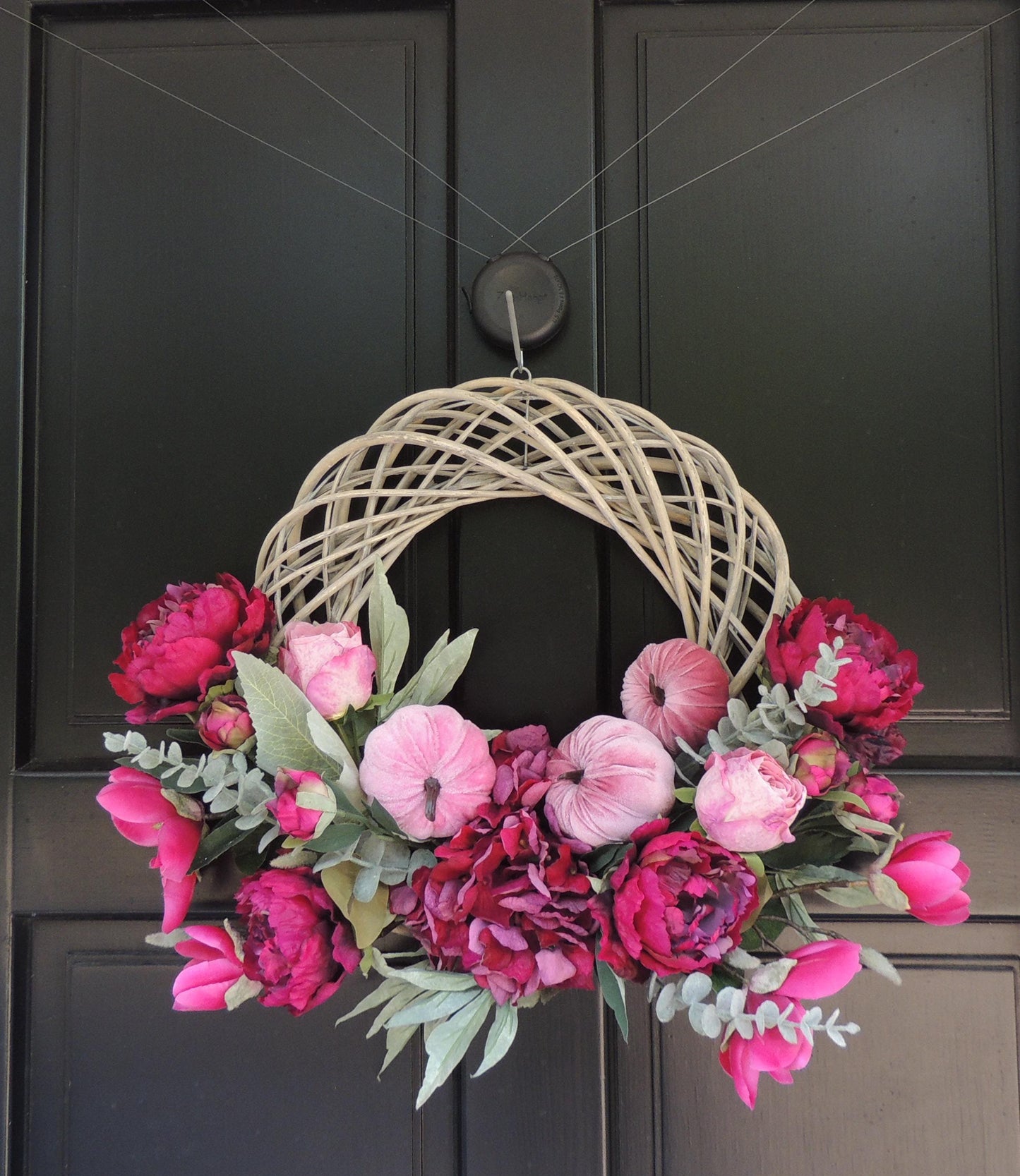 Fuchsia Autumn Wreath, Pink Pumpkin Front Door Wreath, Luxury Fall Decor, Peony Wreath, Thanksgiving Wreath, Summer Wreath, Summer Wreath