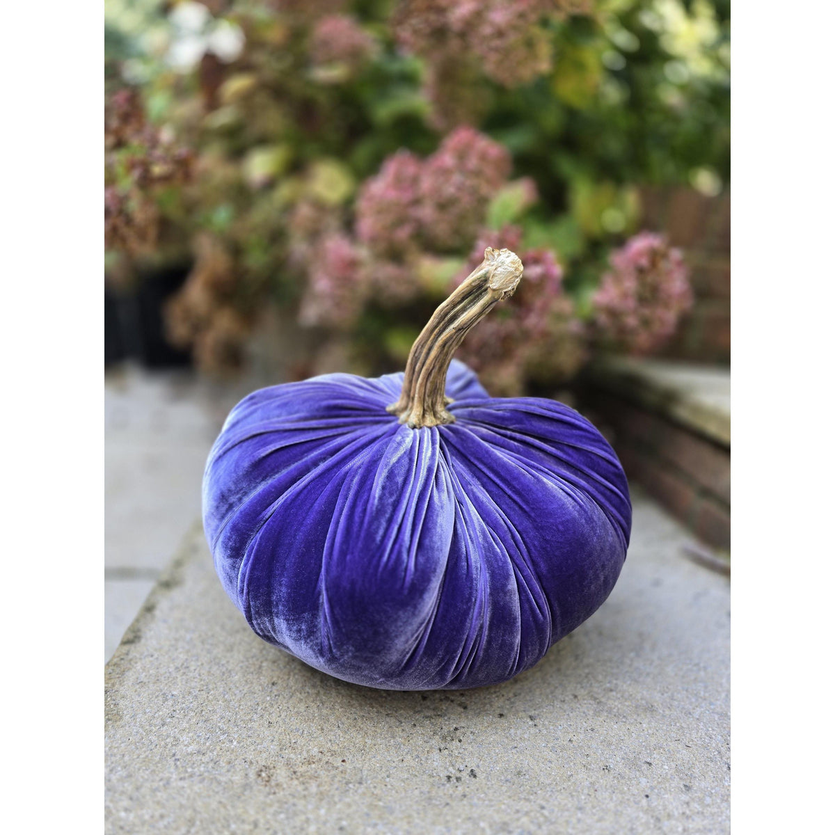 Royal Blue Luxury Silk Velvet LARGE Pumpkins Real Stem Harvest Autumn Handmade Home Decor Thanksgiving Table Decoration Centerpiece Ornament