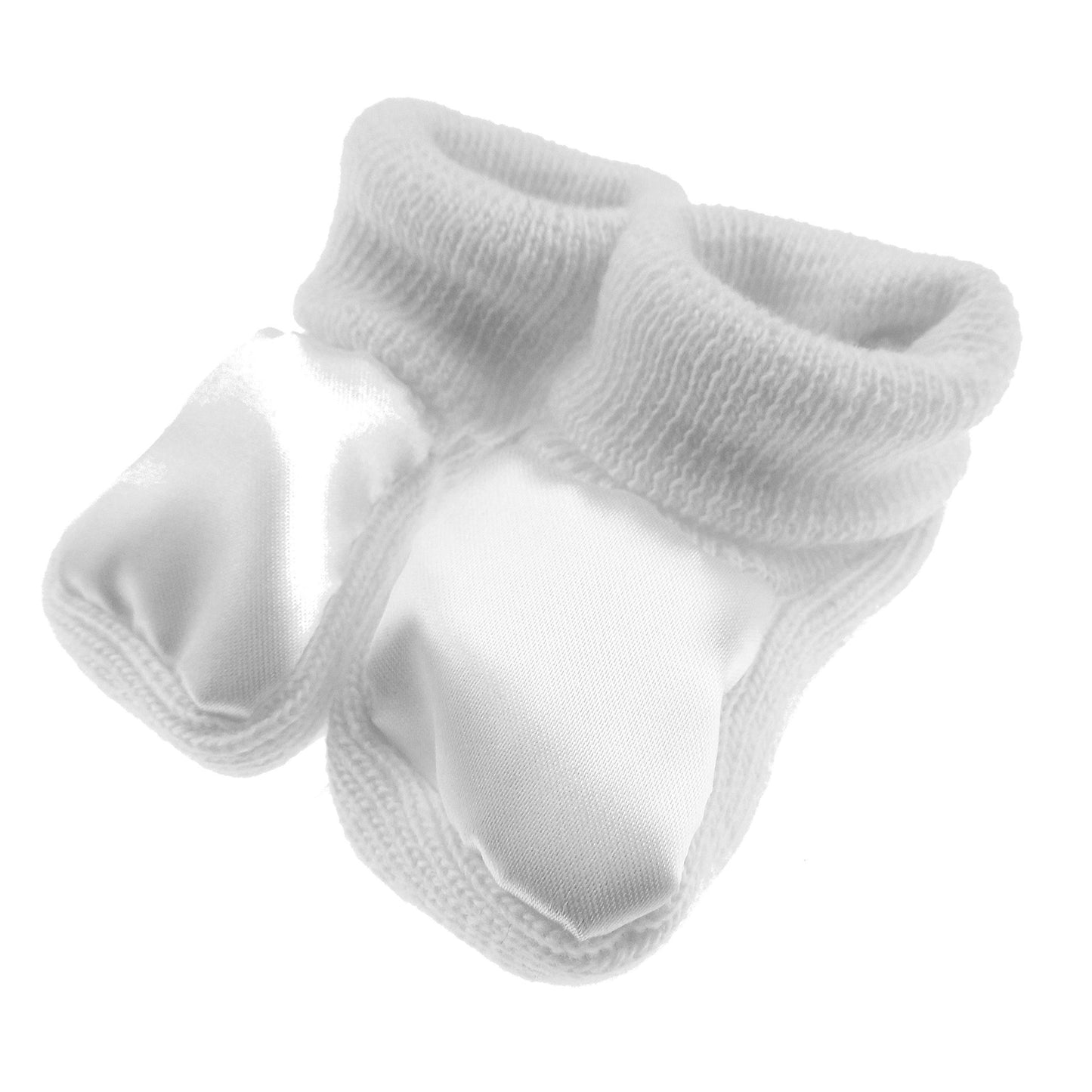 Cute Baby Girls Boys Infant Newborn Babies Warm WInter Crochet Knitted Cable Knit Pom Pom Shower Essential Pram Cot Crib Hospital Bootees Booties House Socks Slippers 0 3 Months Satin Cream