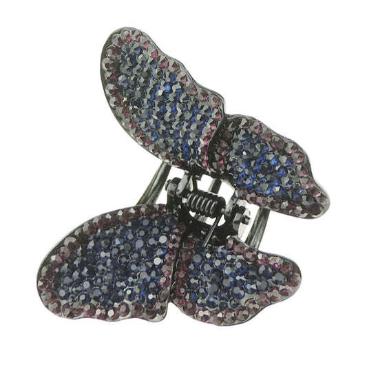 Ladies Black Metal Diamante Crystal Small Hair Claw Clamp Butterfly