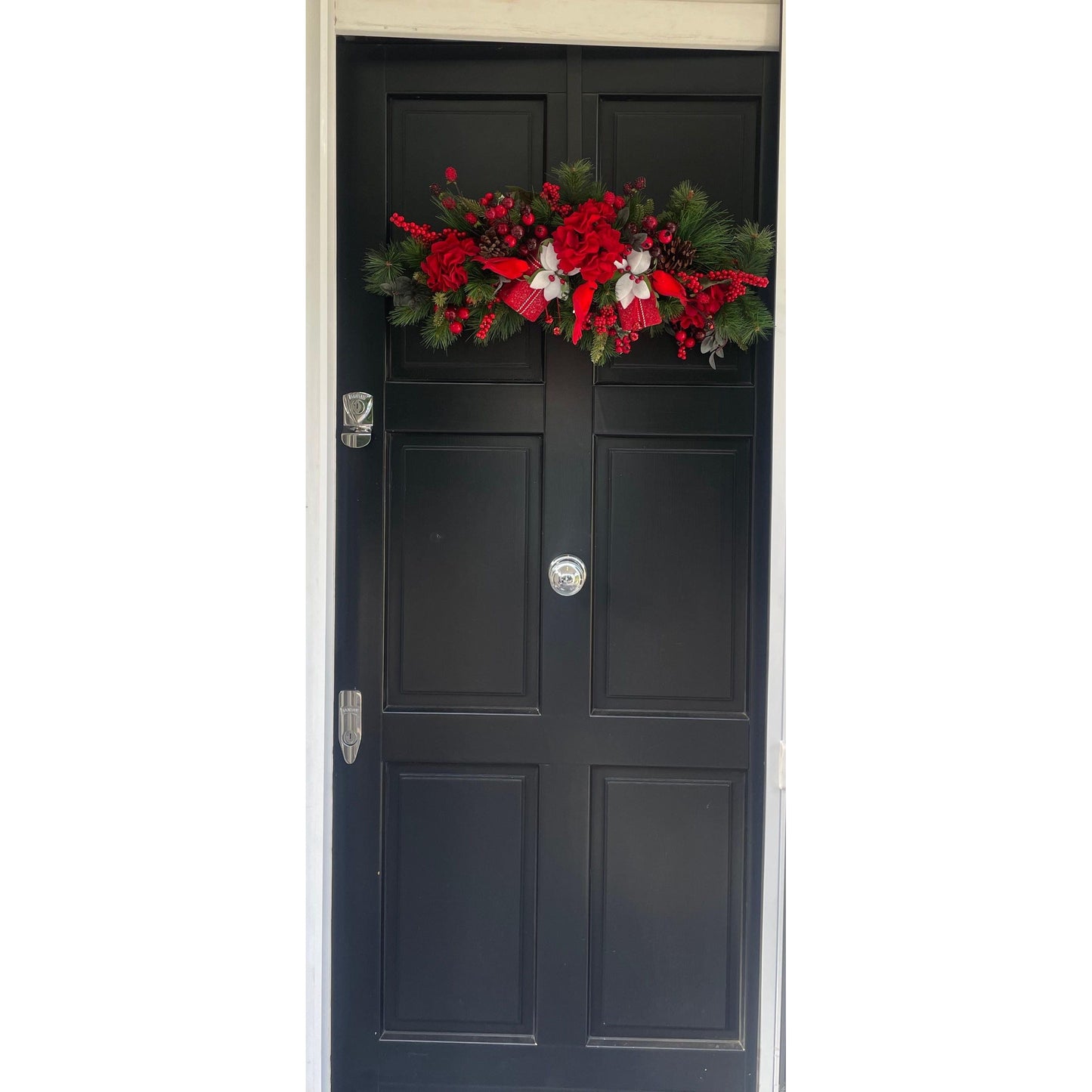 Traditional Red Green Christmas Wreath Front Door Luxury Home Decorations Xmas Winter Mantle Decor Holiday Wreath Advent Swag Xmas Farmhouse