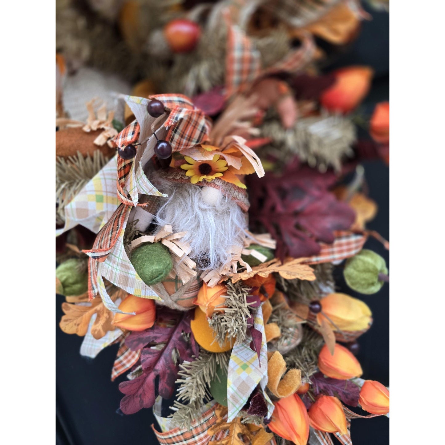 XL Autumn Fall Orange Harvest Front Door Wreath Luxury Teardrop Rustic Wall Porch Hanger House Home Decor Decorations Thanksgiving Glam Boho