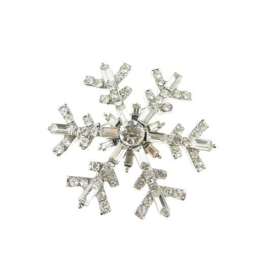 Womens Vintage Look Bridal Wedding Christmas Birthday Gift Saree Scarf Mother Bride Groom Diamante Crystal Faux Pearl Brooch Badge Breastpin Corsage Pin Star Flower Round 5cm Snowflake