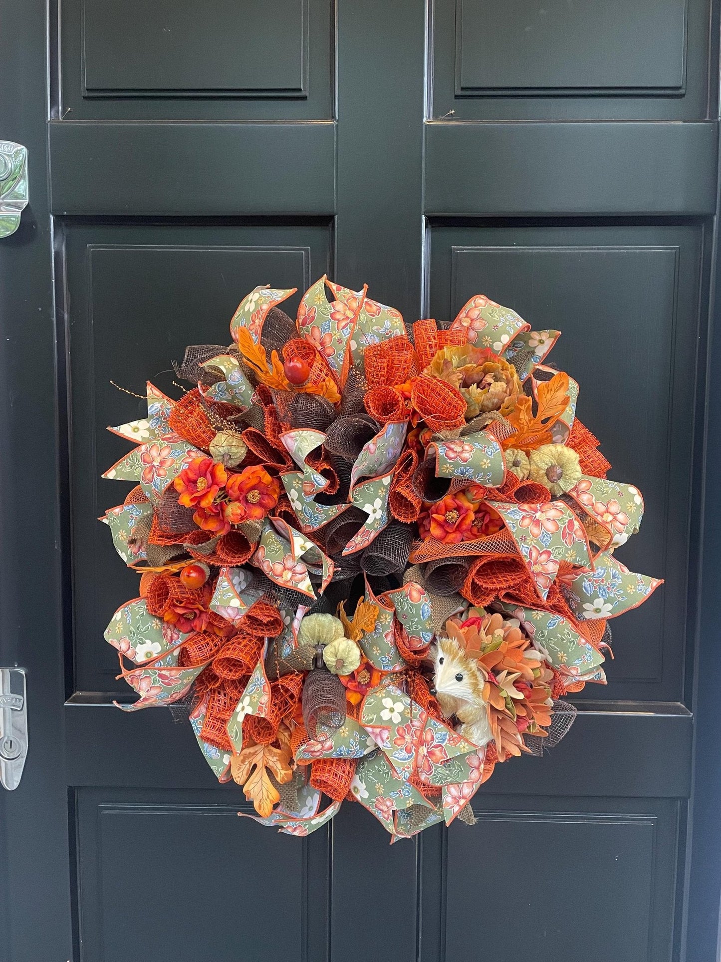 Luxury Hedgehog Autumn Wreath | Woodland Harvest Front Door Wreath | 50cm (20")