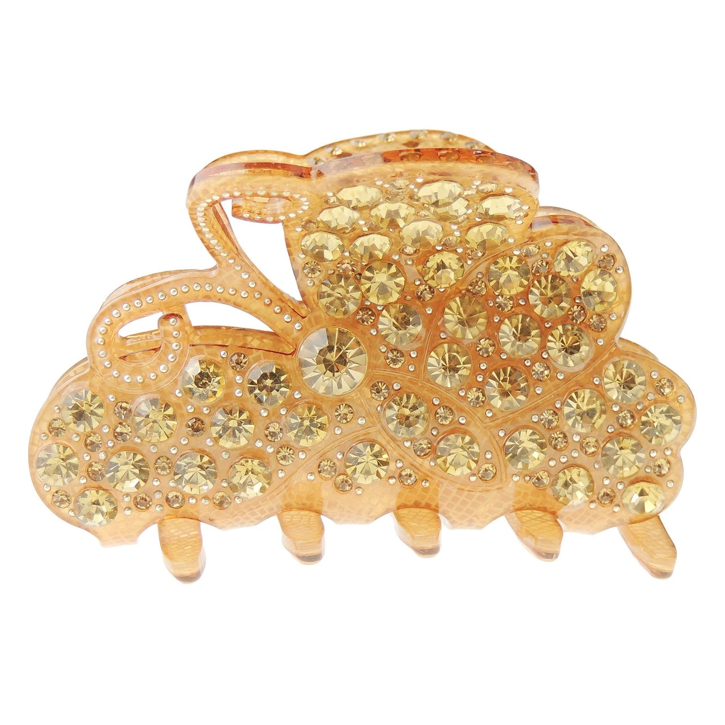 Sparkly Women Girls Jeweled Crystal Diamante Rhinestone Gems Wave Jaw Clip Octopus Clamp Grip Bridal Wedding Party Styling Fine Thin Hair Accessories Butterfly Claw