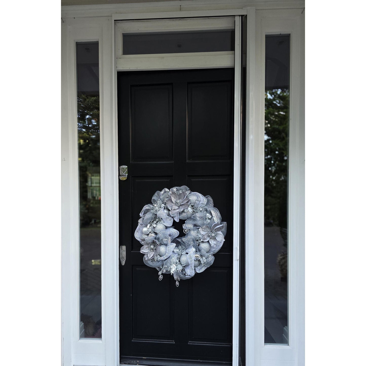 Silver Luxury Christmas Wreath Front Door Luxury Home Decorations Xmas Winter Mantle Decor Holiday Wreath Advent Swag Silver Theme