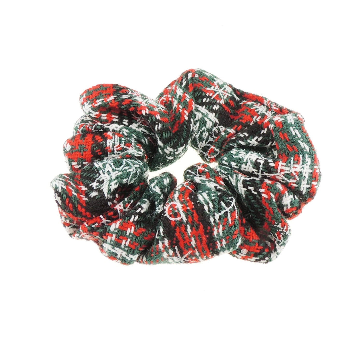 Festive Womens Girls Fabric Snowflake Tartan Plaid Tinsel School Christmas Party Bag Ponio Rope Hair Tie Up Back Elastic Accessories Bobbles Ponytail Holder Rubber Bands Scrunchie