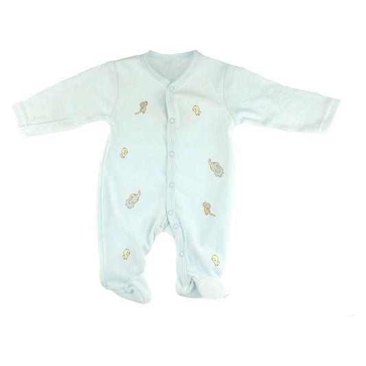 Baby Boys Girls Infants Babies Childrens Clothes Newborn Pram Cot Cotton Velour Sleepwear All in One Romper Outfit Footies Babygrow Sleepsuit Elephant Mouse (Blue, 0-3 Months)