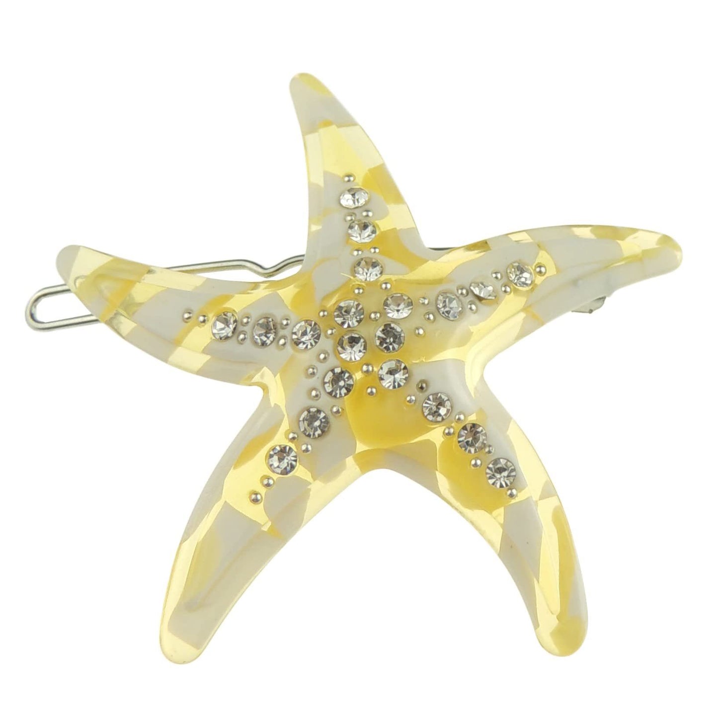Womens Girls Rhinestone Jeweled Crystal Diamante Party Birthday Christmas Bridal Wedding Accessories Slides Hairpin Hair Clips Grips Bobby Pins Sea Lover Marble Look Starfish (Multi Pastels)