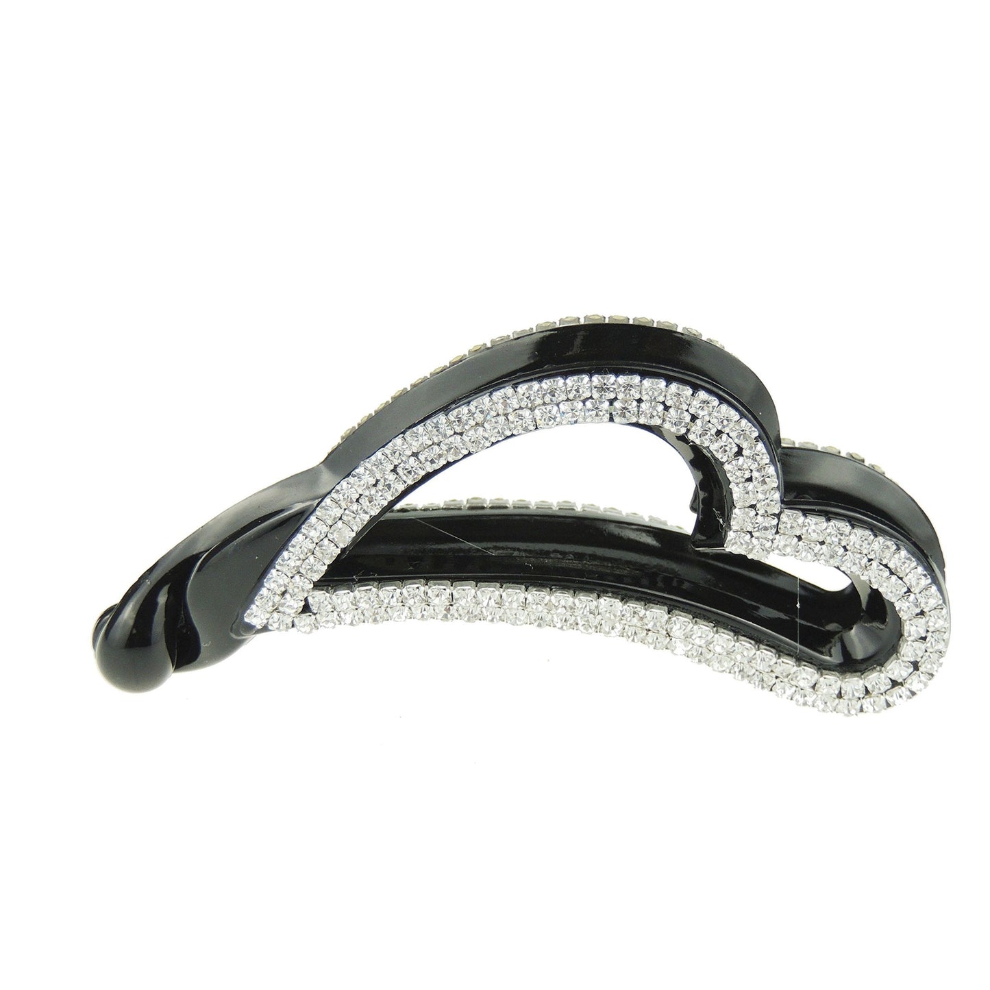 Sparkly Womens Girls Crystal Rhinestone Diamante Bridal Wedding Guest Christmas Party Bridesmaid Birthday Hair Accessories Banana Wide Cuff Styling Ponytail Hair Barrette Grip Claw Clamp Heart (Brown)