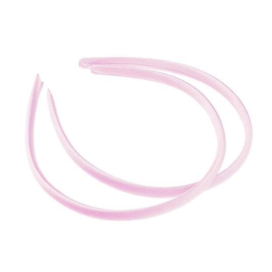 Pair of 2 Slim Thin 1cm Satin Covered Girls Party Satin Plain DIY Alice Headband Hairband Head Hair Band Kids School Uniform (Violet)