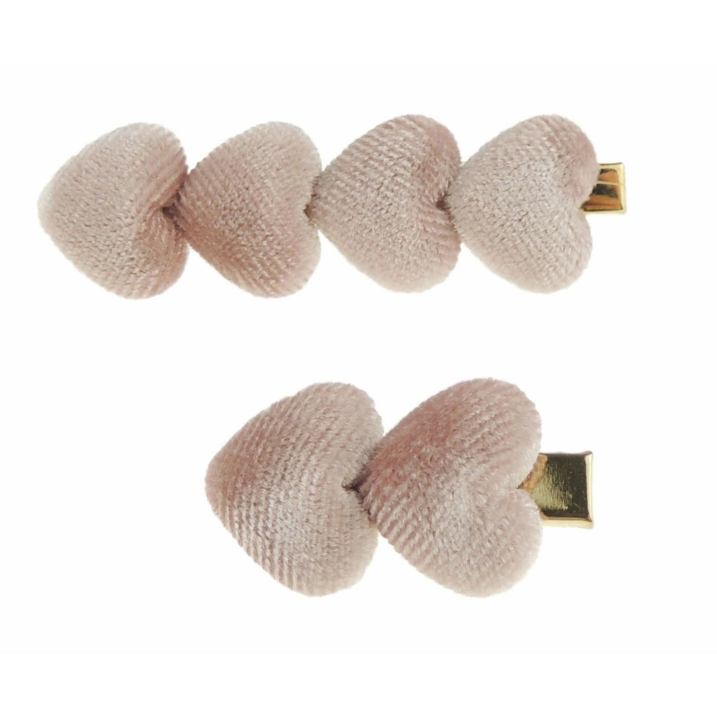 Womens Girls Set of 2 Velvet Puffy Hearts School Birthday Party Hair Accessories Styling Clip Barrette Claw Hairpin Sectioning Grips Concorde Beak Duckbill Clamp Alligator Crocodile