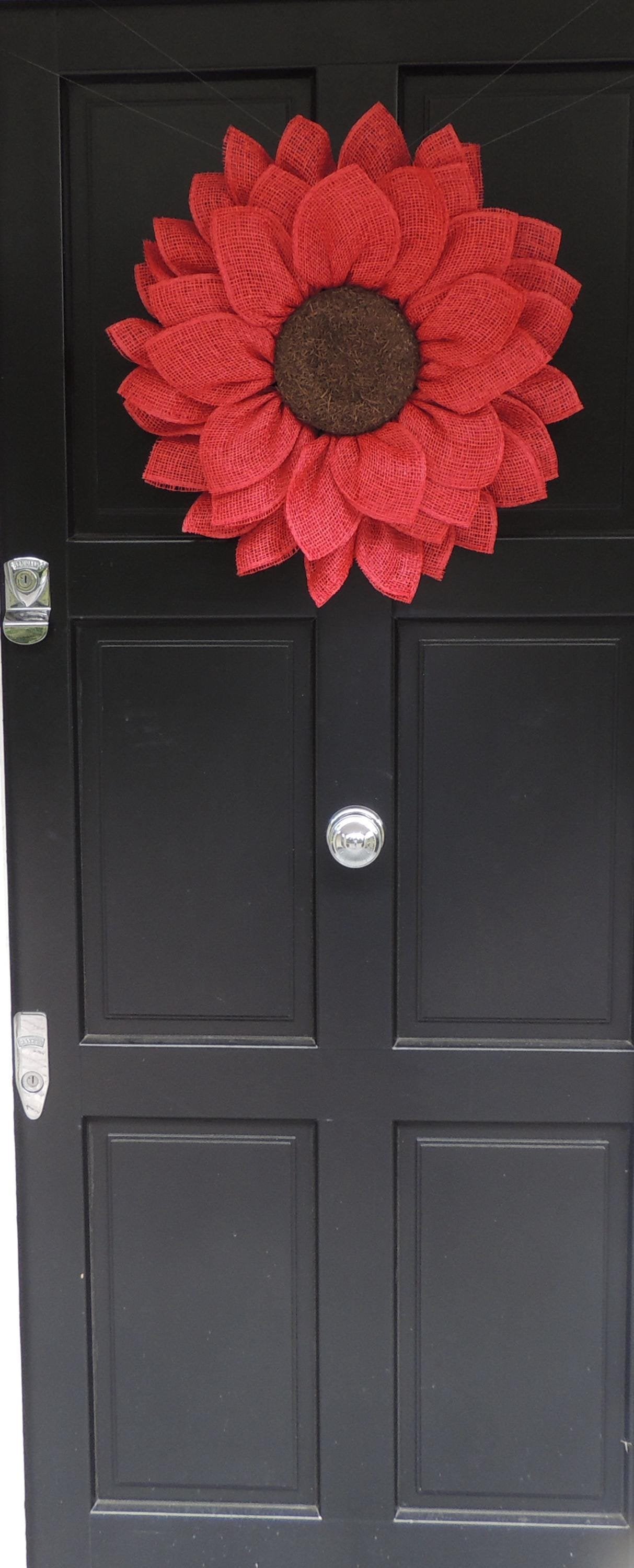 Flower Wreath, Red Front Door Wreath, Large Daisy Mesh Wreath, Summer Floral Door Decor, Everyday Flower Wreath, Gift Idea For Her Mum