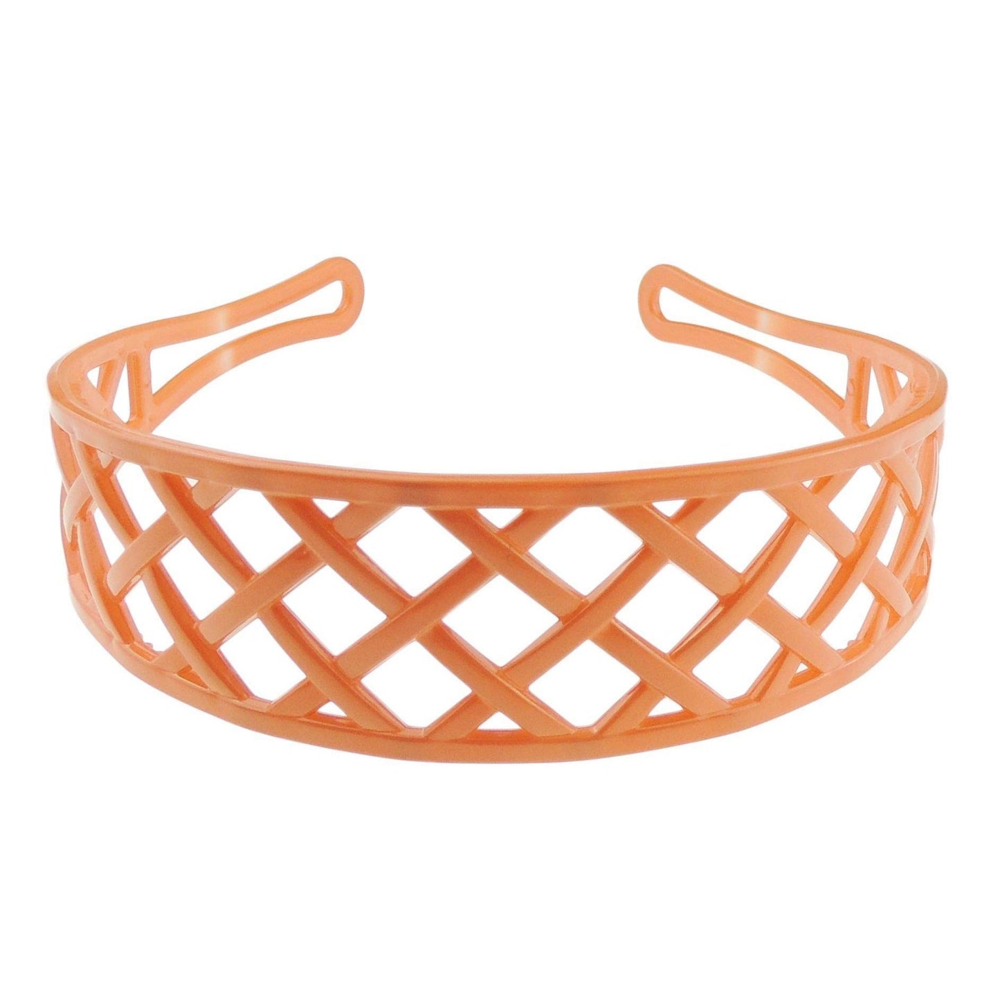 GIRLS SMALL HEAD LADIES School Uniform Work Gym Yoga Birthday Party Hair Accessories Plain Plastic Wide Criss Cross Basket Weave Stencil Short Long Hair Headband Alice Band Hairband (Brown)