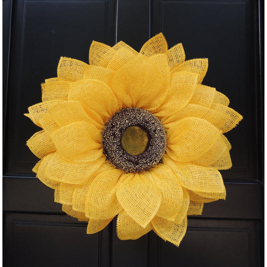 Yellow Sunflower Front Door Wreath Outdoor Summer Decor Flower Hanger Wall Decoration Housewarming Gift Welcome Autumn Farmhouse Rustic
