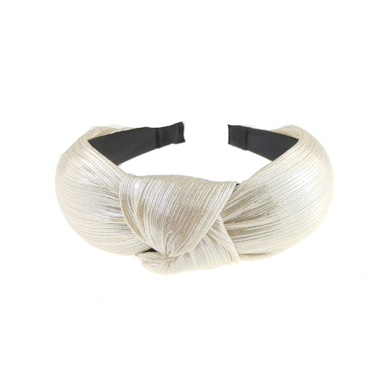 Womens Girls Evening Fancy Metallic Pinstripe Fabric Knot Twist Twisted Turban Wide Thick Formal Fancy Dress Headband Alice Band Hair Accessories Hairband Christmas Wedding Bridesmaid Party Royal Blue