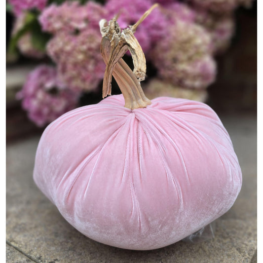 LARGE Baby Pink Velvet Pumpkin, Glam Fall Pumpkin, Blush velvet Pumpkin, Luxury Thanksgiving Table Decor, Autumn Home, Easter Decorations