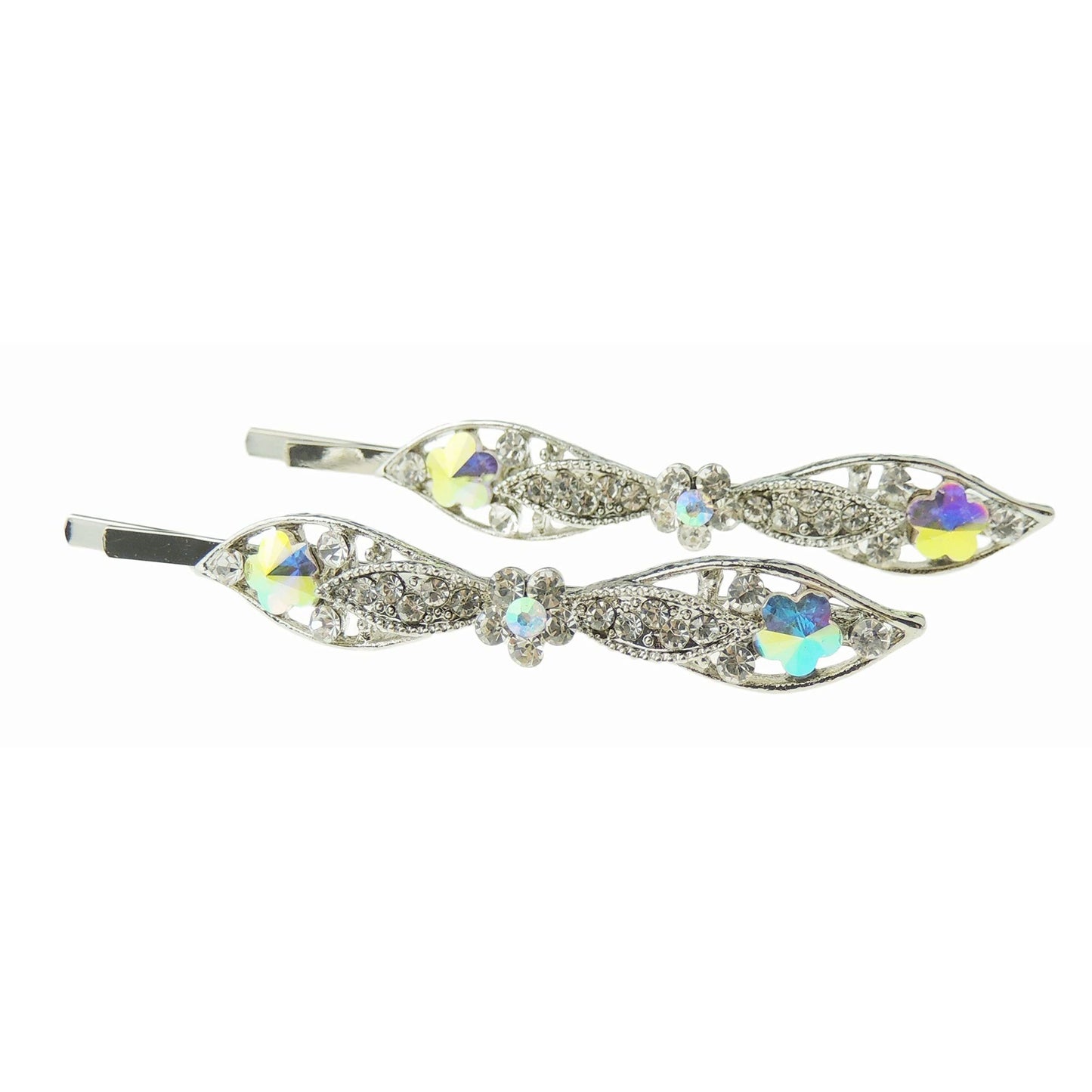 Womens Girls Sparkly Bow Rhinestone Jeweled Crystal Diamante Party Birthday Christmas Bridal Wedding Accessories Slides Hairpin Hair Clips Grips Bobby Pins
