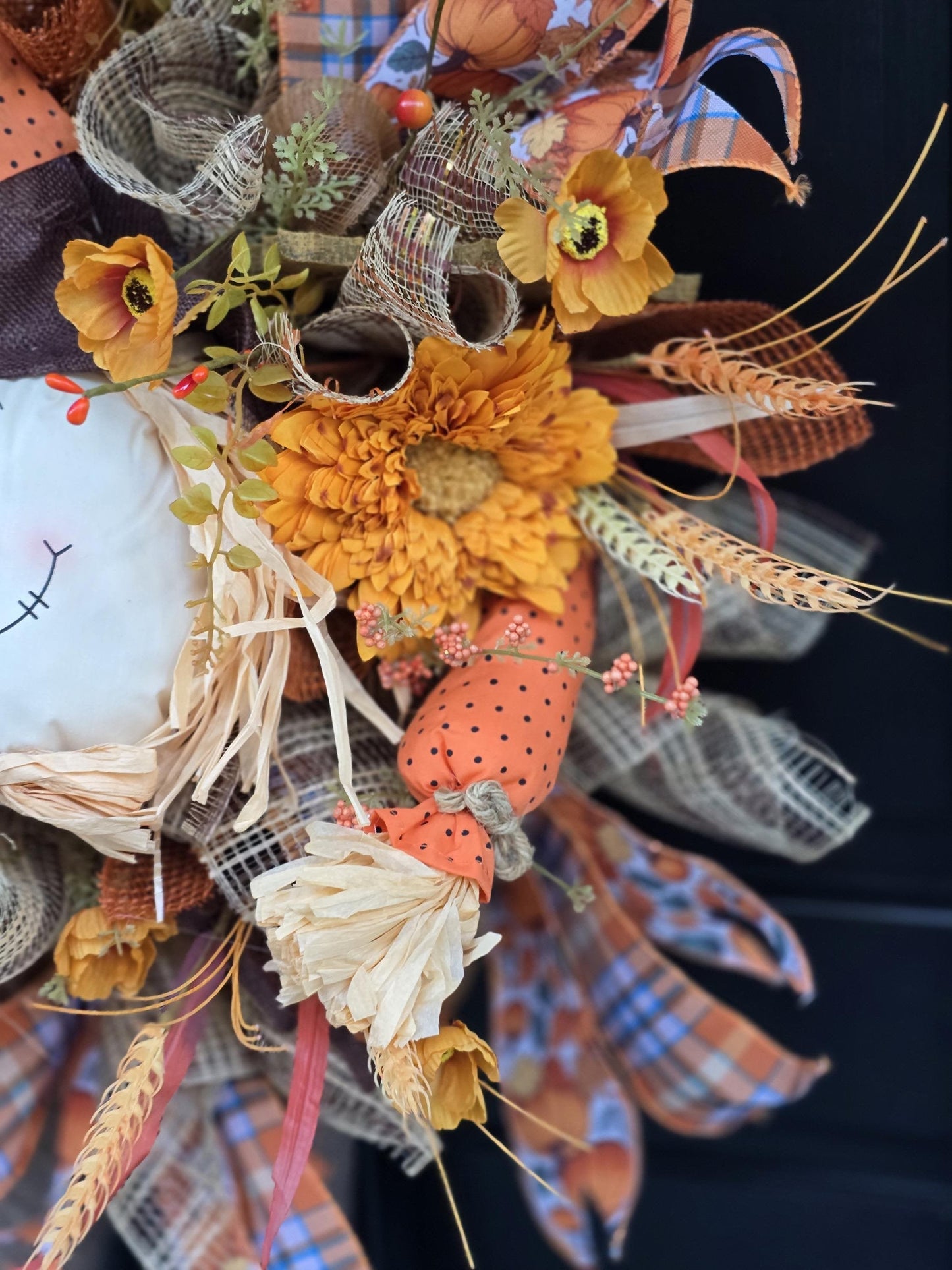 Luxury Scarecrow Autumn Wreath | Harvest Front Door Wreath | Thanksgiving Fall Decor | 50cm (20")