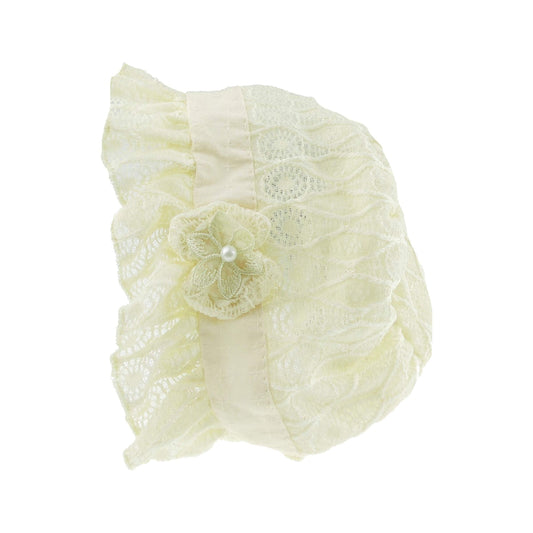 Cute Baby Girls Boys Kids Infant Newborn Toddler Lace Flower Embroidered Baptism Christening Occasion Bonnet Beanie Summer Beach Cap Sunhat Sun Protection Hat Cap 3 6 6 9 12 Months(Cream)