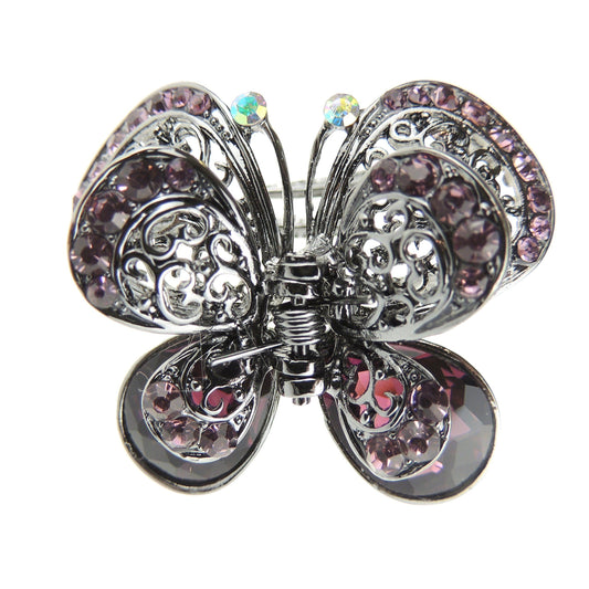 Ladies Vintage Look Dark Silver Tone Metal Hair Claw Clamp