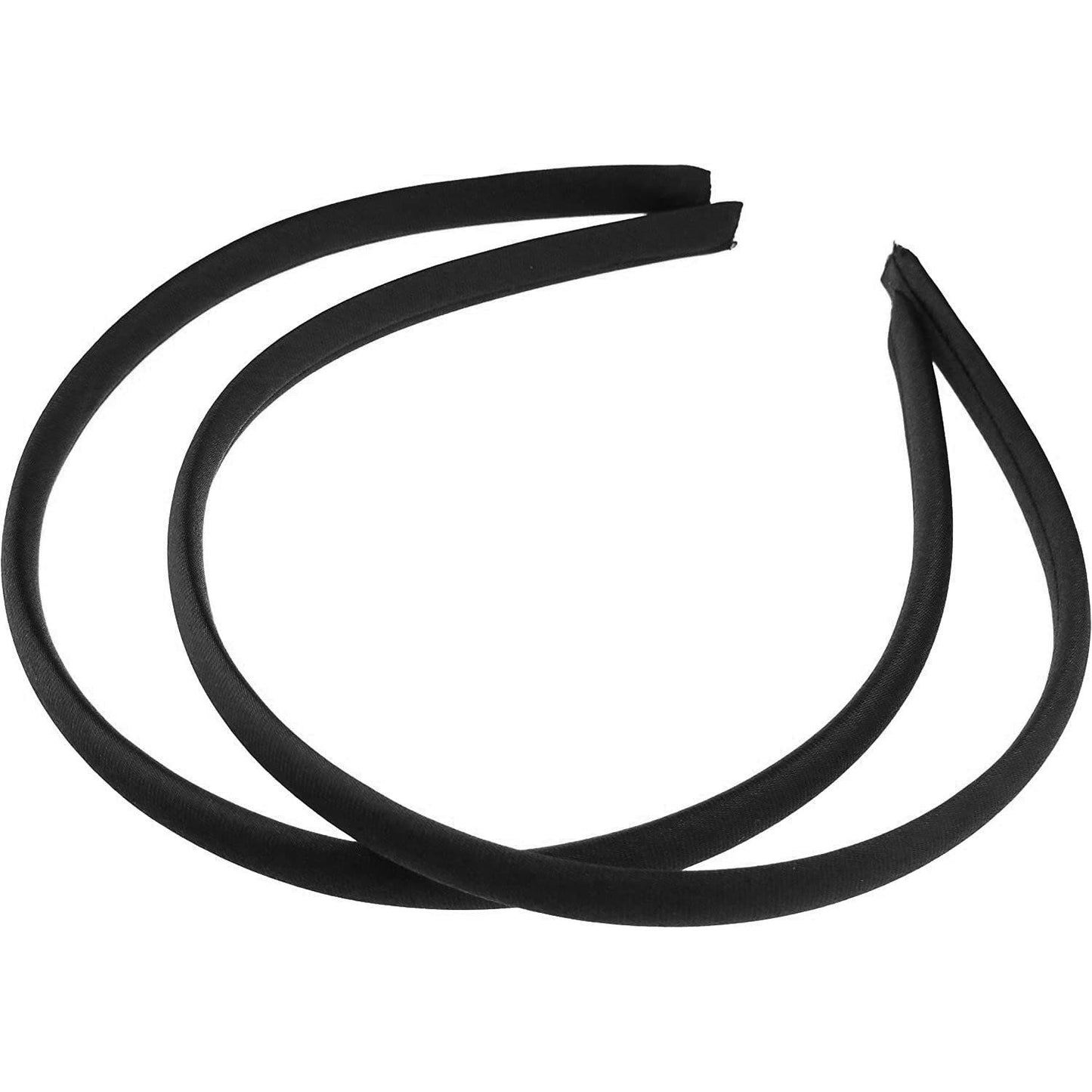 Pair of 2 Slim Thin 1cm Satin Covered Girls Party Satin Plain DIY Alice Headband Hairband Head Hair Band Kids School Uniform (Violet)