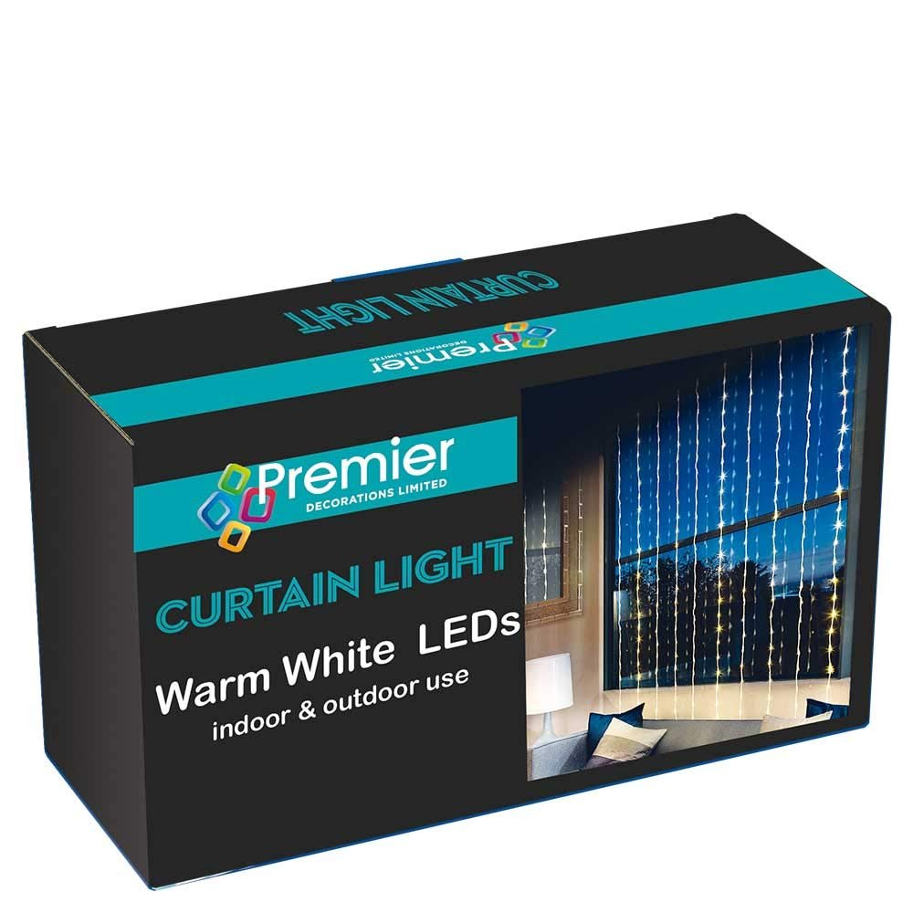 240 Warm White LED Curtain Waterfall Christmas Lights 1.5M wide 2M Drop