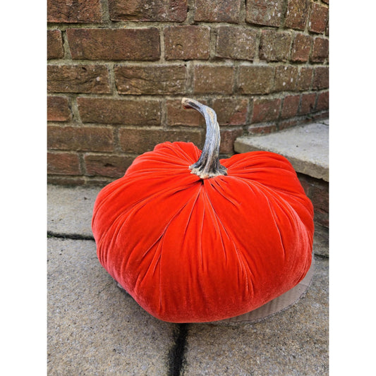 XXL Giant Orange Plush Silk Velvet Pumpkins: Luxury Fall Accent, Autumn Decor, Tablescape Centerpiece, Farmhouse Style Ornament, Wedding