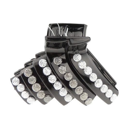 Womens Girls Round Bridal Wedding School Party Bridesmaid Birthday Headpiece Thin Fine Short Hair Accessories Bulldog Crab Octopus Jaw Styling Hair Claw Clamp Clip Black Grey Stripes