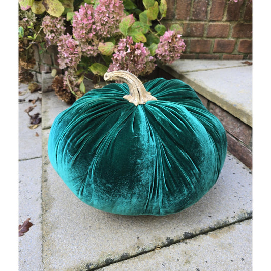 Emerald Green XXL Jumbo Luxury Silk Velvet Pumpkins Autumn Room Decorations Tablescape Accent Housewarming Gift Fall Autumn Decor Giant