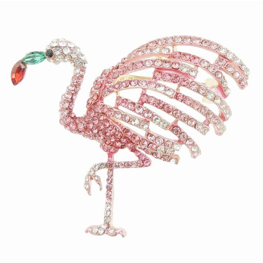 Sparkly Crystal Rhinestone Diamante Wedding Guest Christmas Birthday Gift Boxed Bird Wildlife Lover Fashion Badge Scarf Dress Lapel Men Women Pink Flamingo Brooch Pin