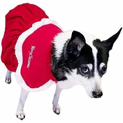 Cute Festive Red Funny Santa Claus Father Christmas Party Boy Girl SMALL DOG BREED ONLY Puppy Kitten Cat Warm Winter Fleece Costume Clothes Jumper Dress Skirt Coat Walking Hoodie Outfit (XXL)