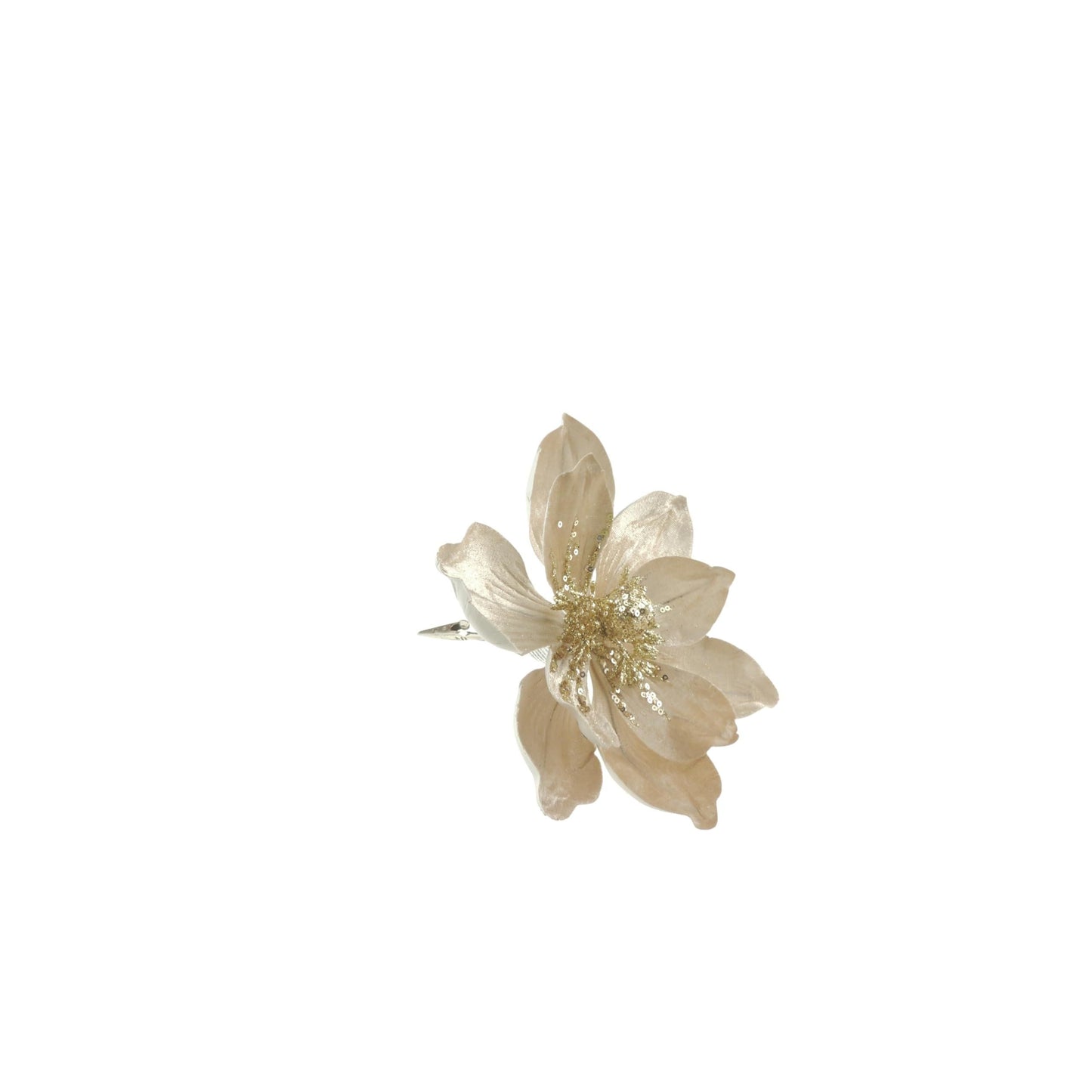 Glamour Girlz Set of 3 Nude Gold Velvet Sequin Flower Christmas Tree Floral Pick Stem Ornament Xmas Decor Garland Wreath Decoration Accent Holiday Arrangement