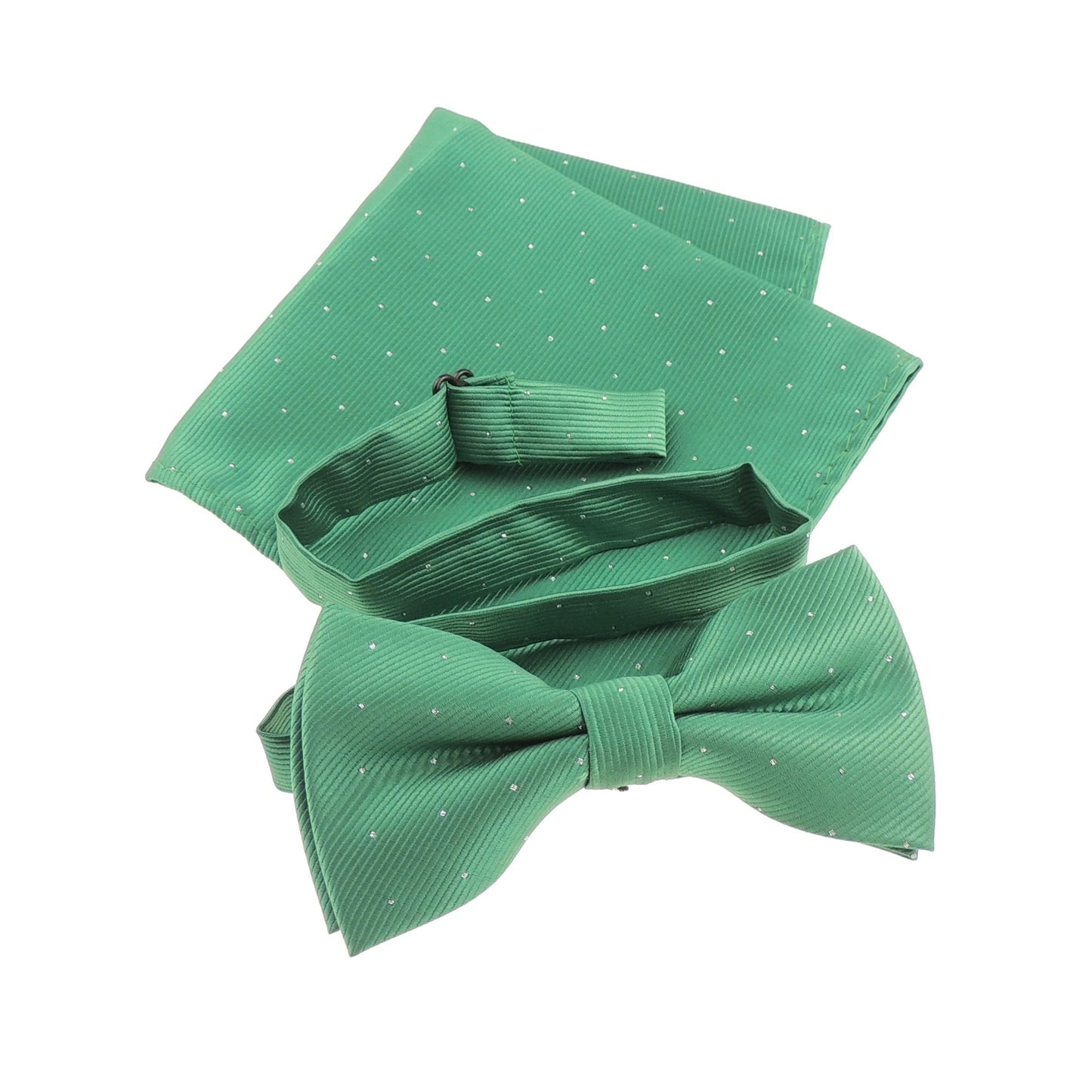 Men's Evening Black Tie Wedding Groom Fine Silver Glitter Flocked Print Bow Tie & Pocket Square Set in over 20 Colours