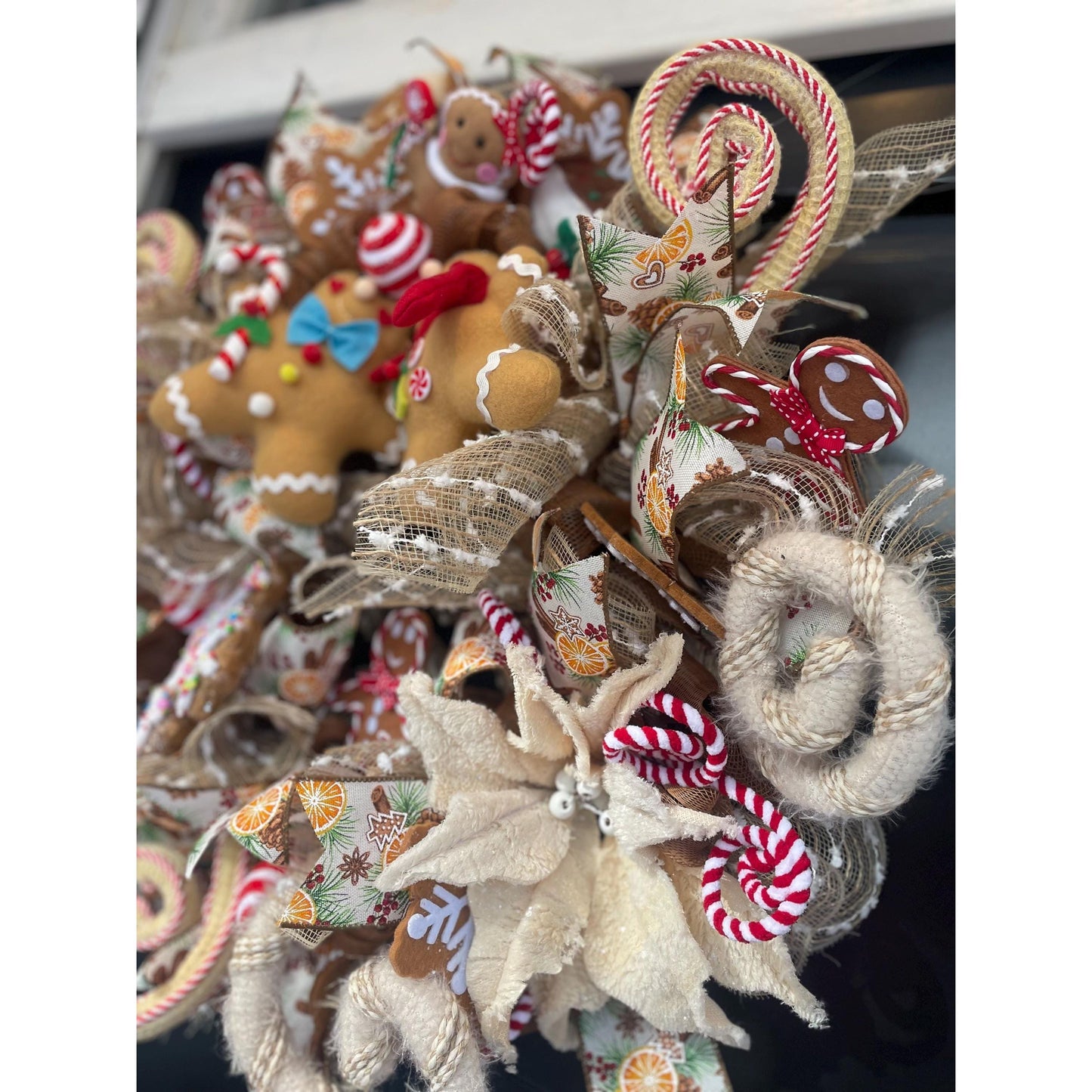 Gingerbread luxury Christmas Front Door Wreath Traditional Elegant Porch Holiday House Home Decor Decoration Winter Swag Designer Unique