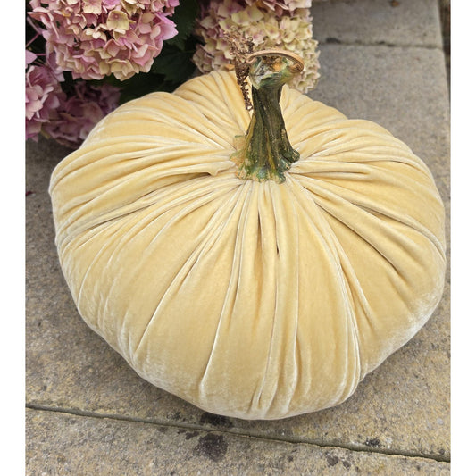 Cream LARGE Silk Velvet Pumpkin, Rustic Farmhouse Decor, Wedding Centerpiece,Thanksgiving Tablescape,Hostess Gift Idea,Fall Home Decoration