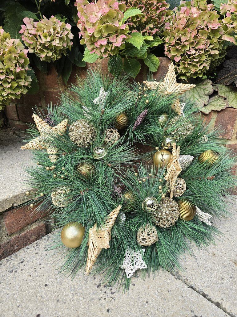 Luxury Long Needle Pine Christmas Wreath | Rustic Farmhouse Front Door Wreath | 60cm (24")
